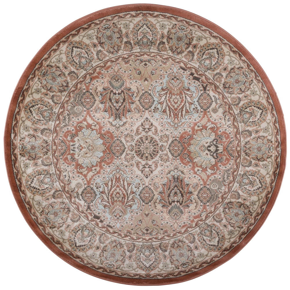Garda Rugs Radici Usa Garda Area Rug 3802 Traditional Terracotta Buds Rings 5' 3 ...