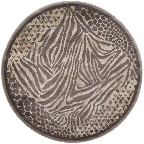 Radici Usa Garda Area Rug 3808 Contemporary Brown Zebra Lines 5' 3" x 5' 3" Round