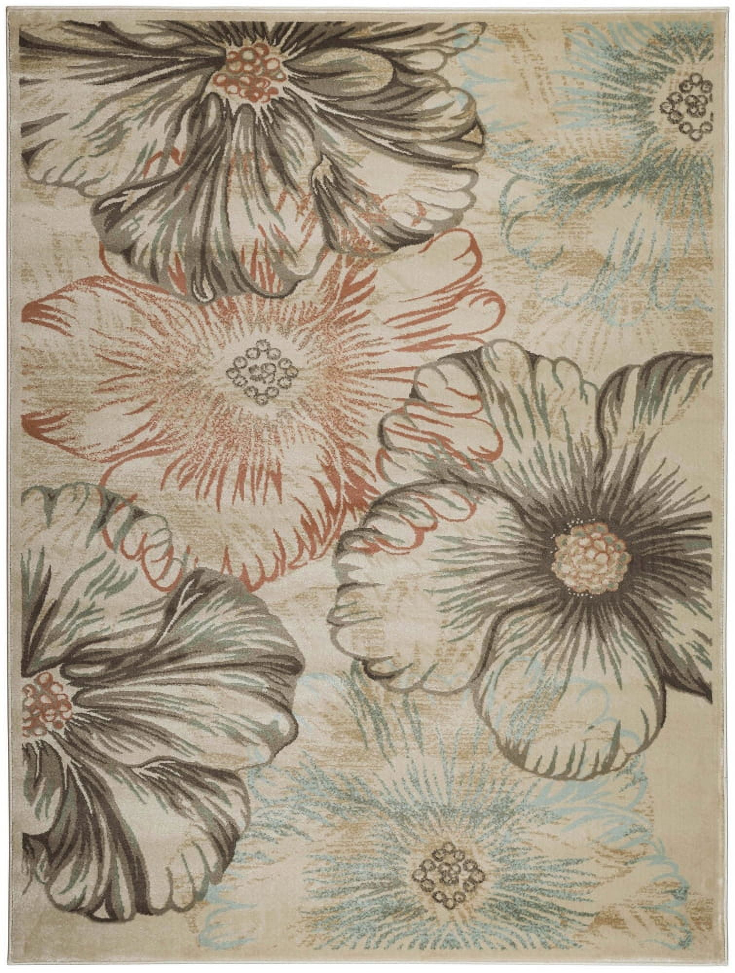 Garda Rugs Radici Usa Garda Area Rug 3809 Transitional Cream Overlaid Leaves 3' 3 ...