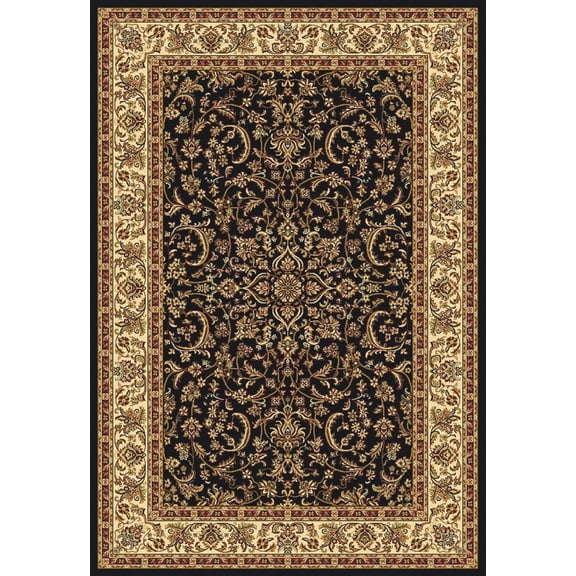 Radici Usa Noble Area Rug 1318 Black Bordered Medallion 2' 2" x 8' Rectangle