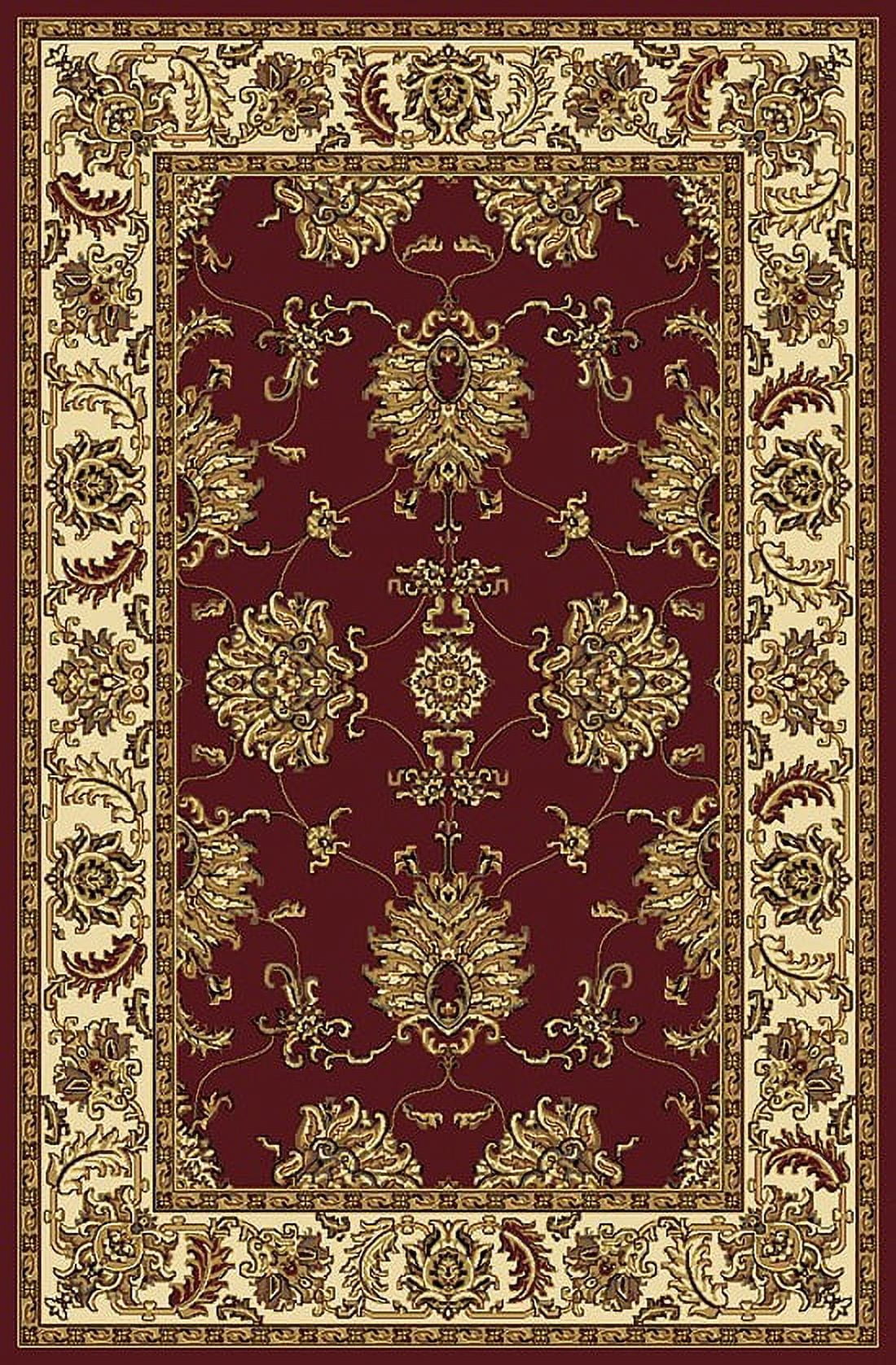 Burgundy and Beige Synthetic Traditional 3' x 5' Area Rug