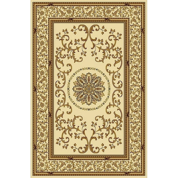 Radici Usa Noble Area Rug 1419 Ivory Scrolls Vines 7' 9" x 9' 6" Rectangle
