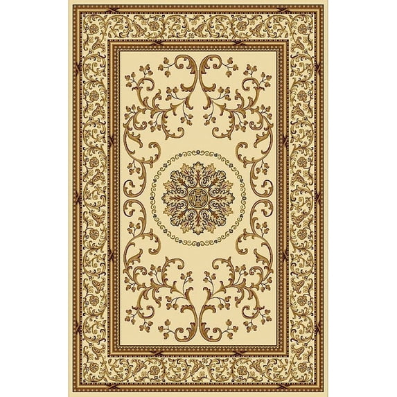 Radici Usa Noble Area Rug 1419 Ivory Scrolls Vines 9' 10" x 12' 10" Rectangle