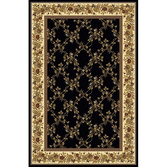Radici Usa Noble Area Rug 1427 Black Floral Country 7' 9" x 9' 6" Rectangle