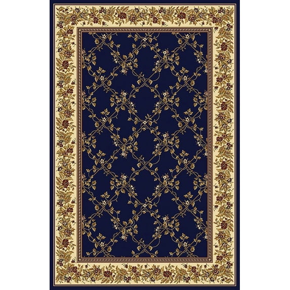 Radici Usa Noble Area Rug 1427 Navy Blue Floral Country 2' 2" x 8' Rectangle