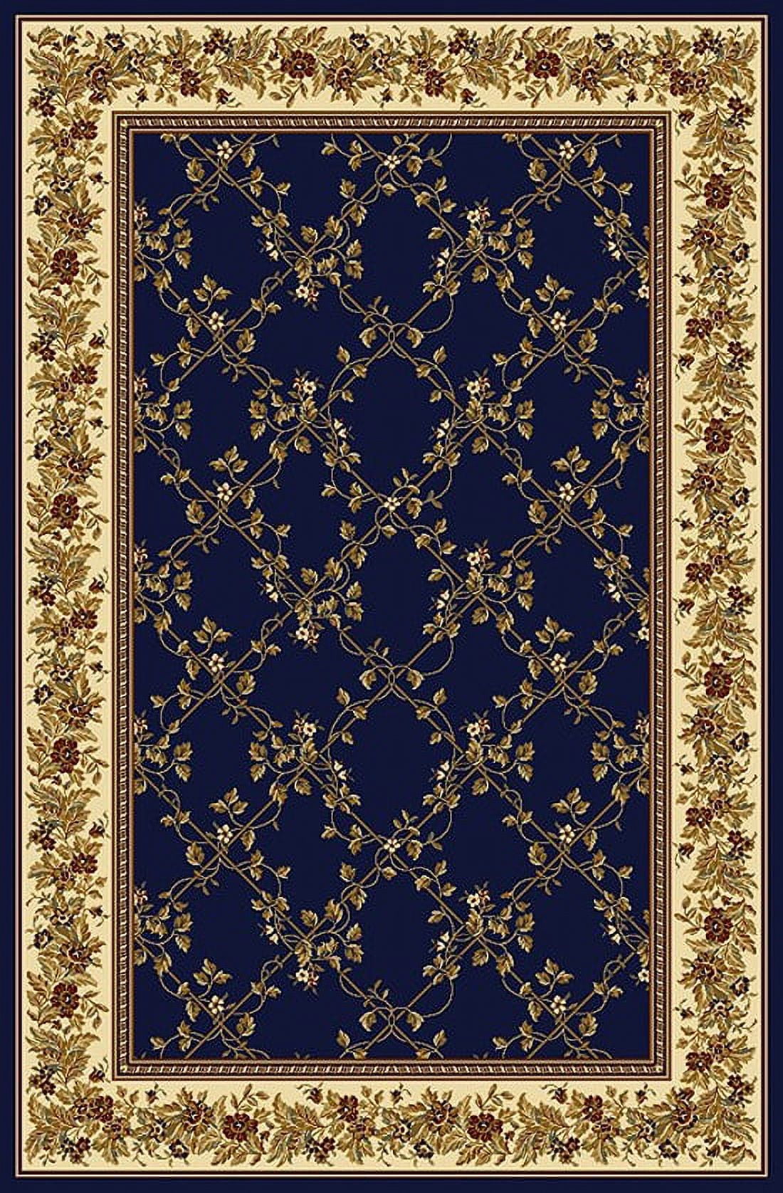 Navy and Ivory Rectangular Synthetic Area Rug 9'10" x 12'10"