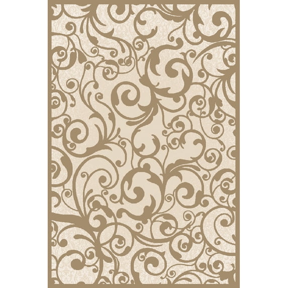 Radici Usa Pisa Area Rug 1845 Ivory Swirls Curls 5' 3" x 5' 3" Round