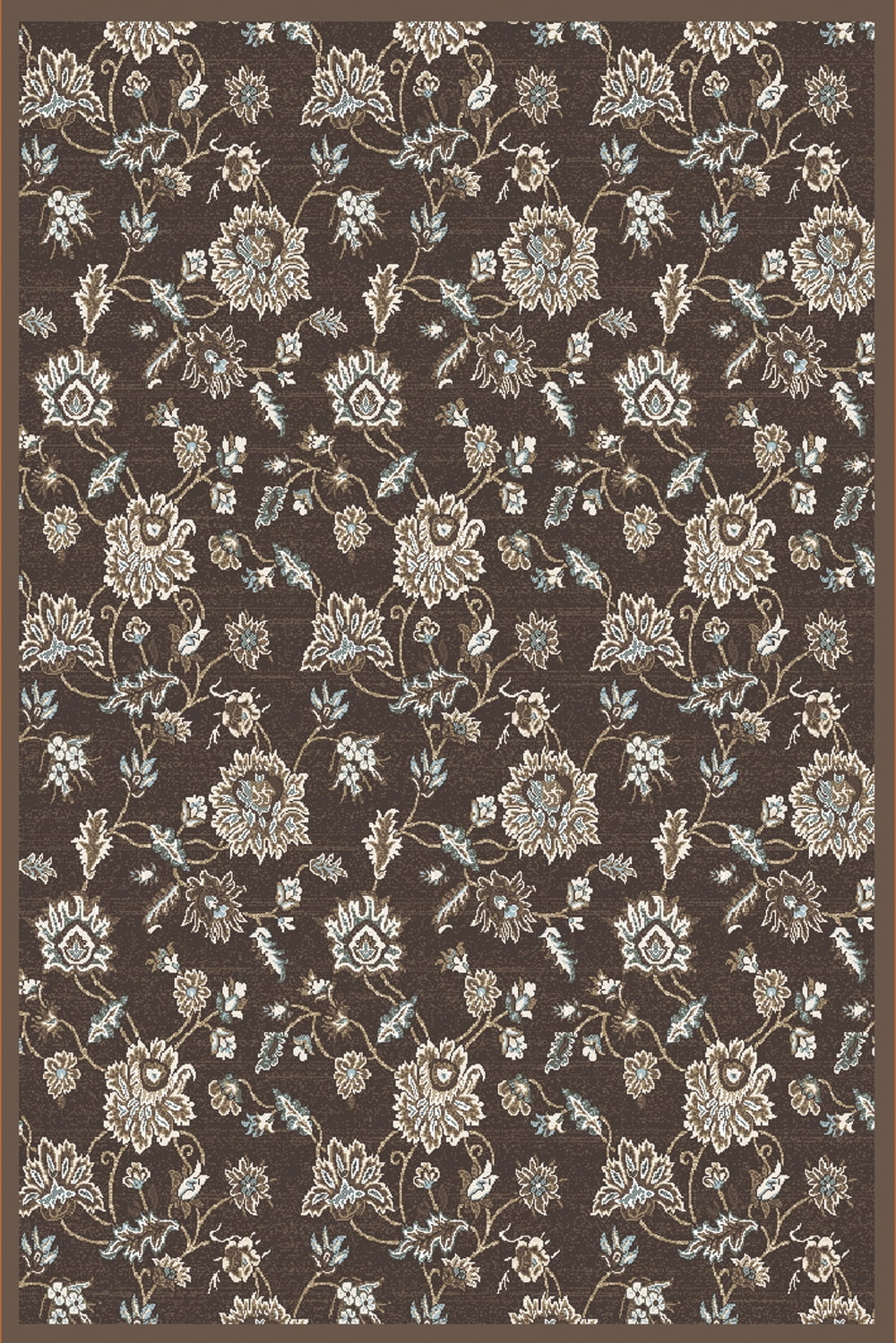 Transitional Floral Brown Synthetic 2' x 8' Runner Rug