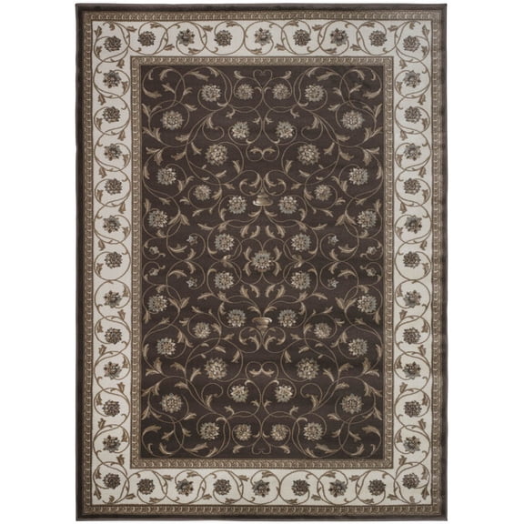 Radici Usa Pisa Area Rug 3743 Traditional Brown Petals Rings  Floor Decor Abstract Carpet