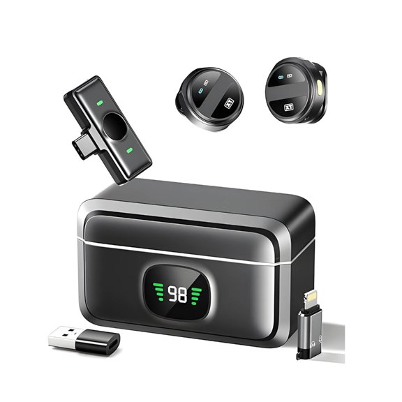 Radio Attach Pickup Double Attractive Microphones Charging Case 4 Modes 65dB SNR For Video Registering Phone PC Compatible