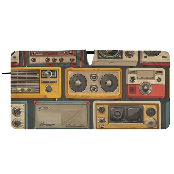 Radio Car Windshield Sun Shade Foldable Front Window Shades Cover Sun Visor Shield Block