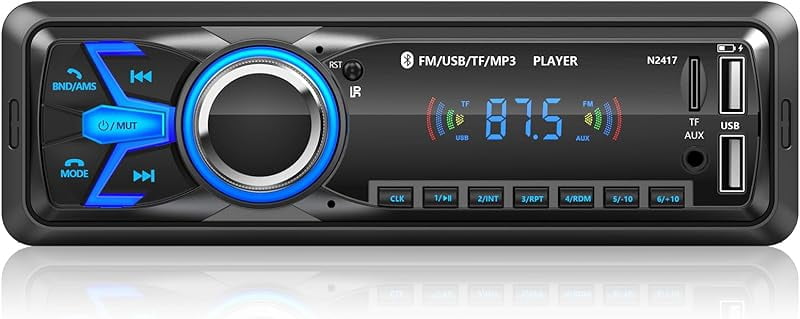 Radio Coche Bluetooth 5.0 Manos Libres, Wistrue Autoradio Coche Bluetooth Pantalla1 DIN Radio Bluetooth Coche MP3 Player FM Radio con 2USBAUX/Control Remoto,Compatible con Android y iOS
