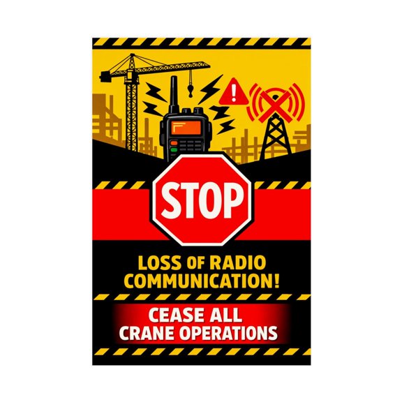 Radio Failure Safety Poster Lost Communication Stop Procedure for Rigging Training Center Jobsite Wall Art