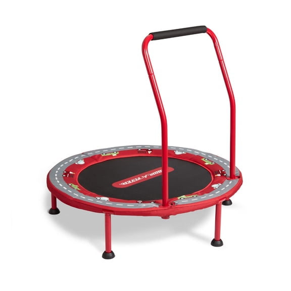 Radio Flyer 2-in-1 Kids' Trampoline with Racetrack Play Mat, 3 Feet Wide