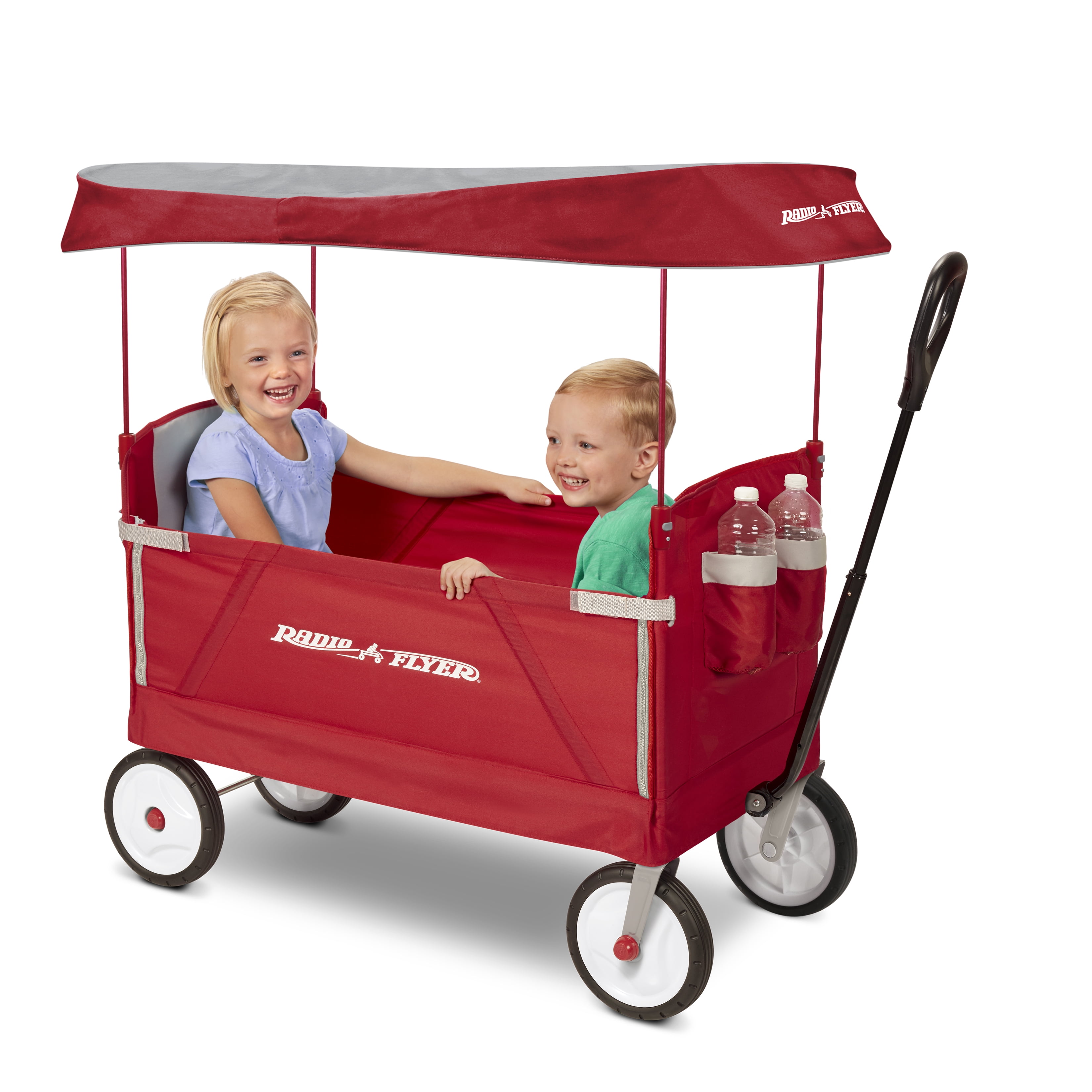 Radio Flyer 3 in 1 EZ Fold Wagon with Canopy Seat Belts Red