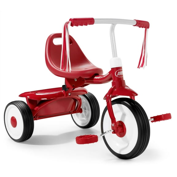 Radio Flyer Fold 2 Go Toddler Kids Tricycle, Folding Trike w/ Storage, Red
