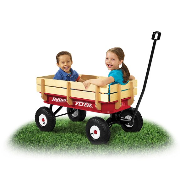 Radio Flyer, 34" All-terrain Steel & Wood Wagon, Air Tires, Red
