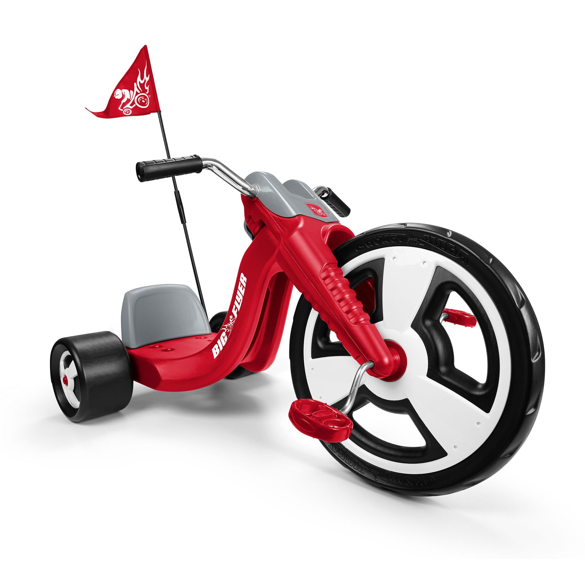 Radio Flyer Big Flyer Sport with Large Front Wheel and Adjustable Seat for Kids, Outdoor Activities, and Recreational Sports, Red C21