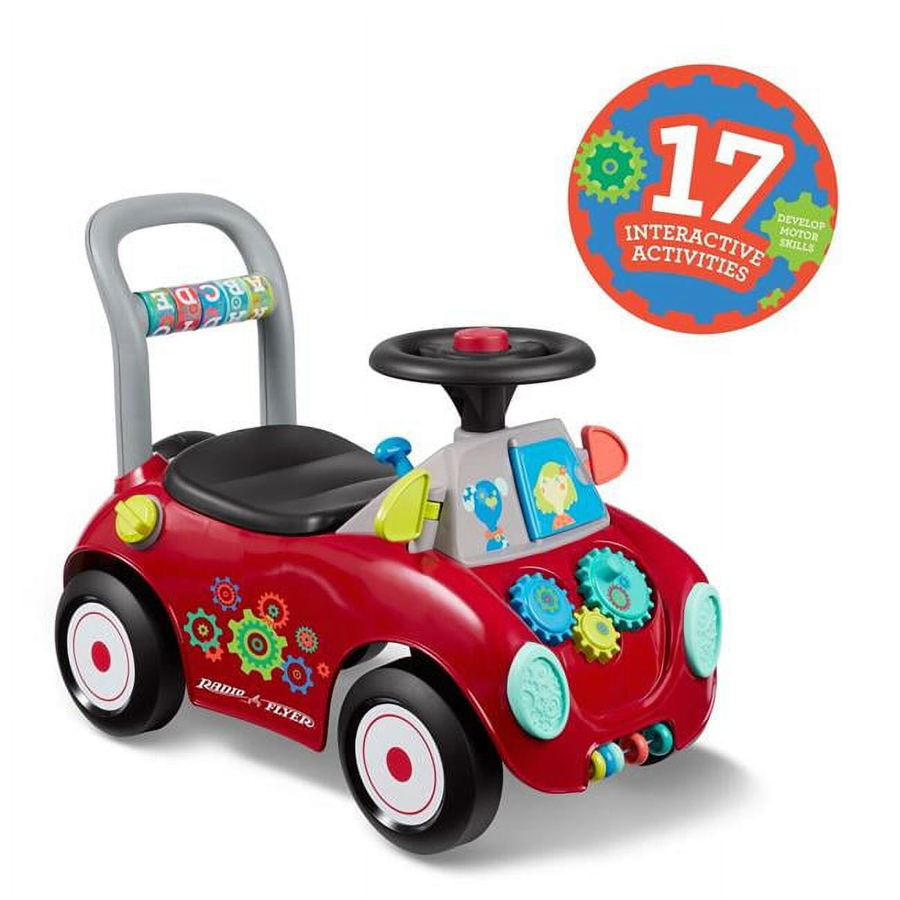 Red Interactive Toddler Ride-On Car with Sensory Activities
