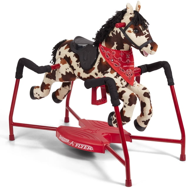 Radio Flyer Freckles Plush Interactive Riding Horse, Ride-on for Kids 2-6 Years, Realistic Sounds
