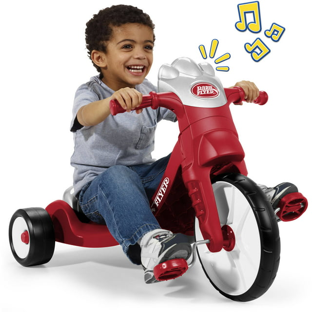 Radio Flyer, Lights & Sounds Racer, Red Tricycle for Girls and Boys