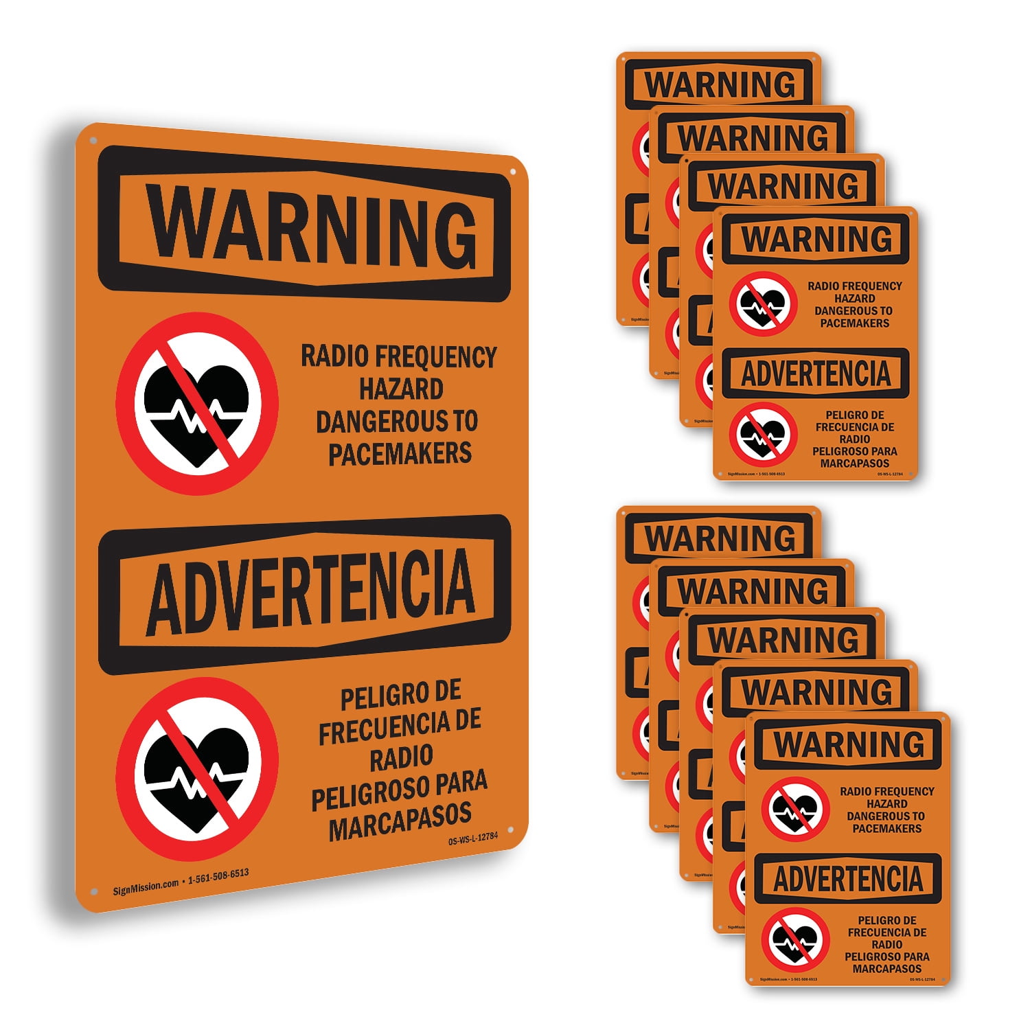 Radio Frequency Hazard Dangerous Pacemaker OSHA WARNING Rigid Plastic ...