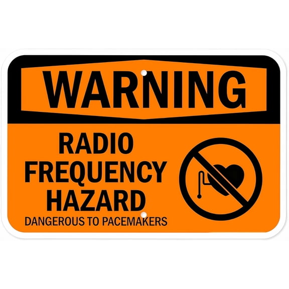 Radio Frequency Hazard Dangerous to Pacemakers - 8"x12" Vintage Metal Tin Warning Sign, Wall Decor for Home, Farm, Bar, Coffee Shop