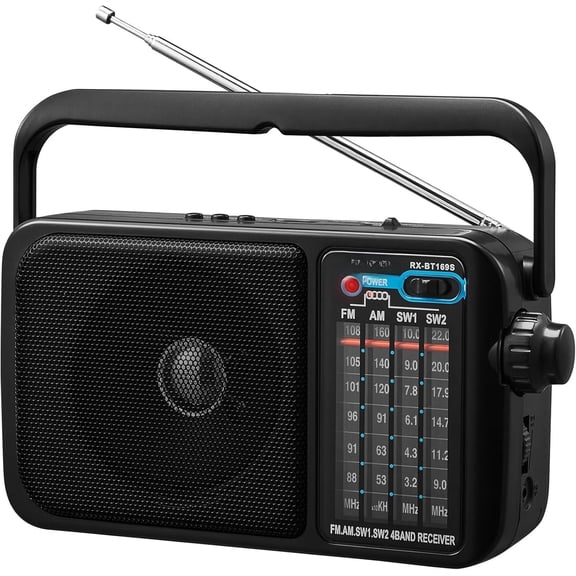 Radio Portable AM FM with  Loud Speaker, Radio Plug in Wall or    Reception for  or Outdoor, Earphone Jack, Large Dial Easy to Use,  Gfits for Seniors