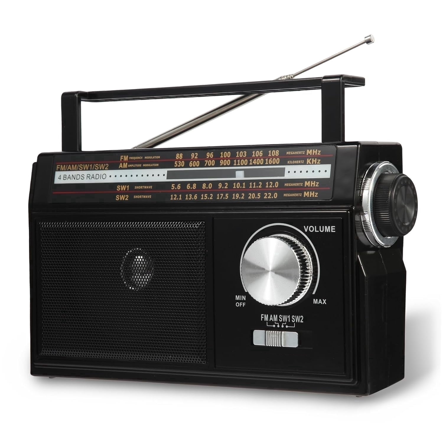 Radio Portable AM FM Shortwave, Vintage Transistor Radios, Retro Personal Radios Rechargeable Battery Powered Plug in Radios, Great Sound and Strong Reception, Easy to Use for Senior, Kids, Silver