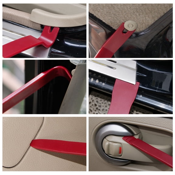 Radio Remover,19pcs Tool Kit Auto Remover Pry Hand Car Audio Radio Kit Auto Car Pry Hand Tool Clip Pliers Remover Panel Clip Pliers Removal Tool Kit Radio Door Panel Pliers Remover Pry Red