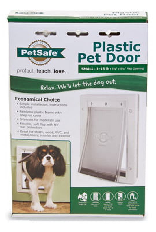 Radio Systems Small, White, Plastic Frame Pet Door, Locking Panel, Easy