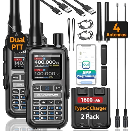 Radio UV-5R Mini Ham Radio Long Range Handheld Two Way Radio NOAA Weather Radio Rechargeable Walkie Talkies Dual PTT APP Programming Copy Frequency 999CH with USB-C Charging Survival Radio