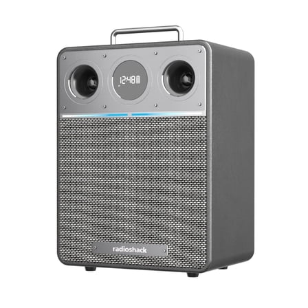 RadioShack 110W Wireless Speaker with Bluetooth, LED Light Effects, Bass and Echo Controls, USB and AUX Input, Guitar and Microphone Ports, Model 4001986
