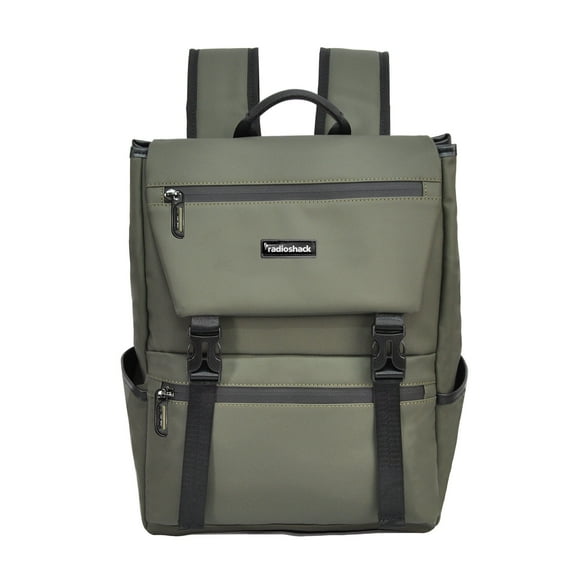 RadioShack 15.6" Waterproof Laptop Backpack, Gray, with Large Storage Compartments & Padded Straps for Comfort