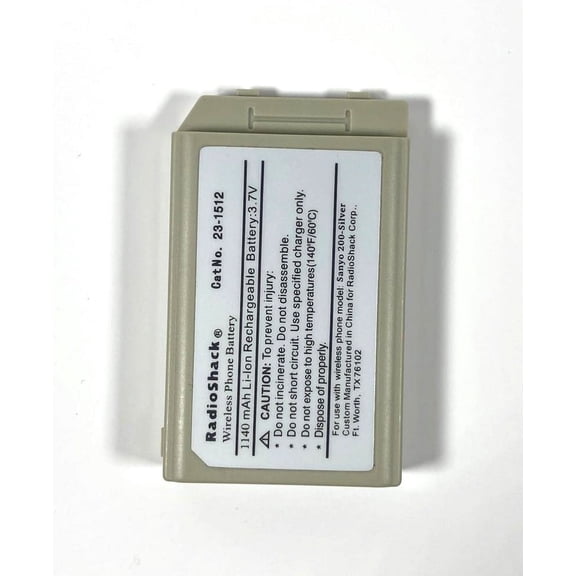 RadioShack 23-1512 Wireless Phone Battery 3.7V 1140mAh Li-Ion Rechargeable for Sanyo 200-Silver