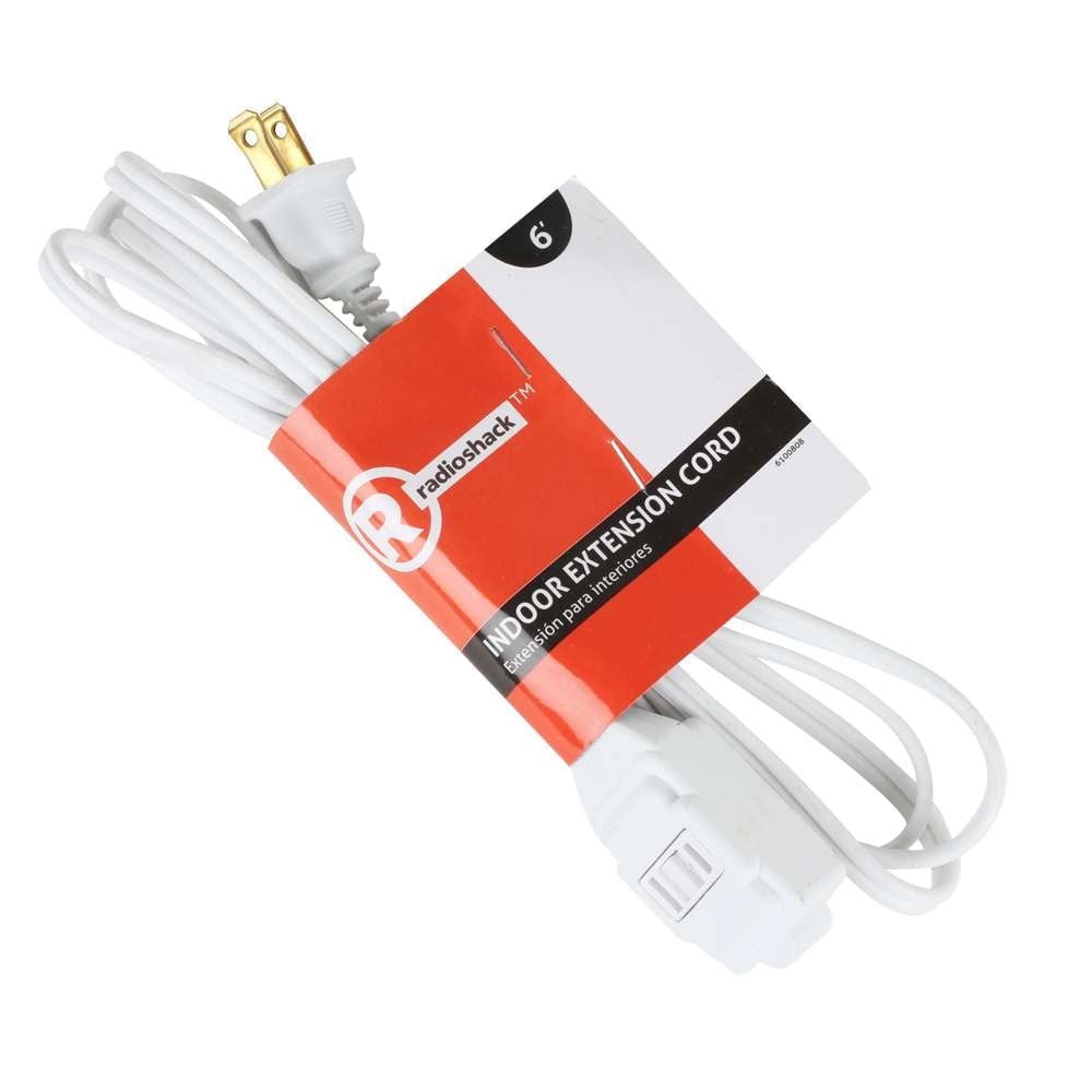 RadioShack 6 Foot White Extension Cord 6100808
