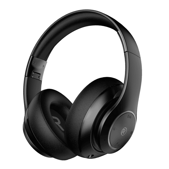 RadioShack BT Headphones Black 40mm Drivers, 30-Hour Playtime, Bluetooth 5.4, Built-In Microphone, Foldable Design, Durable and Stylish Black Finish