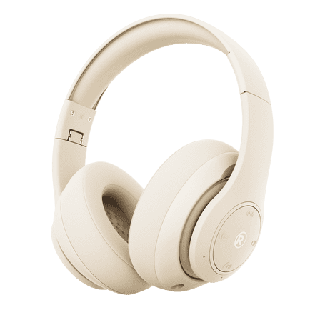 RadioShack Bluetooth Headphones – 40mm Drivers, 30-Hour Playtime, Bluetooth 5.4, Built-In Microphone, Foldable Design, Elegant Creme