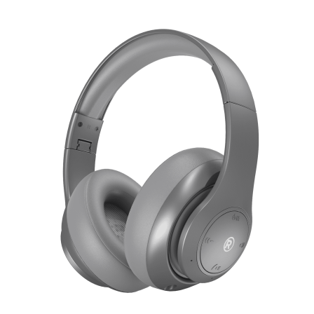 RadioShack Bluetooth Headphones – 40mm Drivers, 30-Hour Playtime, Bluetooth 5.4, Built-In Microphone, Foldable Design, Sleek Silver