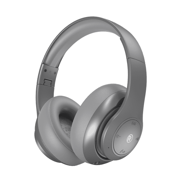 RadioShack Bluetooth Headphones 40mm Drivers, 30-Hour Playtime, Bluetooth 5.4, Built-In Microphone, Foldable Design, Sleek Silver