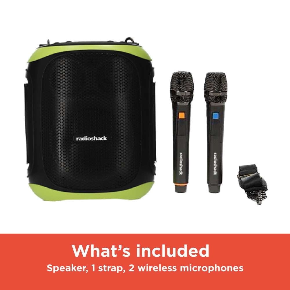 RadioShack Portable Bluetooth Karaoke Speaker, 120W, 2 Microphones Included