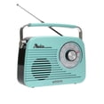 thumbnail image 1 of RadioShack Portable Retro AM/FM/SW Radio with Bluetooth, Rechargeable Battery, High-Power Speaker, USB and microSD Playback, 3.5mm Input, Baby Blue, Model 4001801, 1 of 12