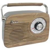 RadioShack Retro 3-Band 60s Radio, Rechargeable, Vintage Oak