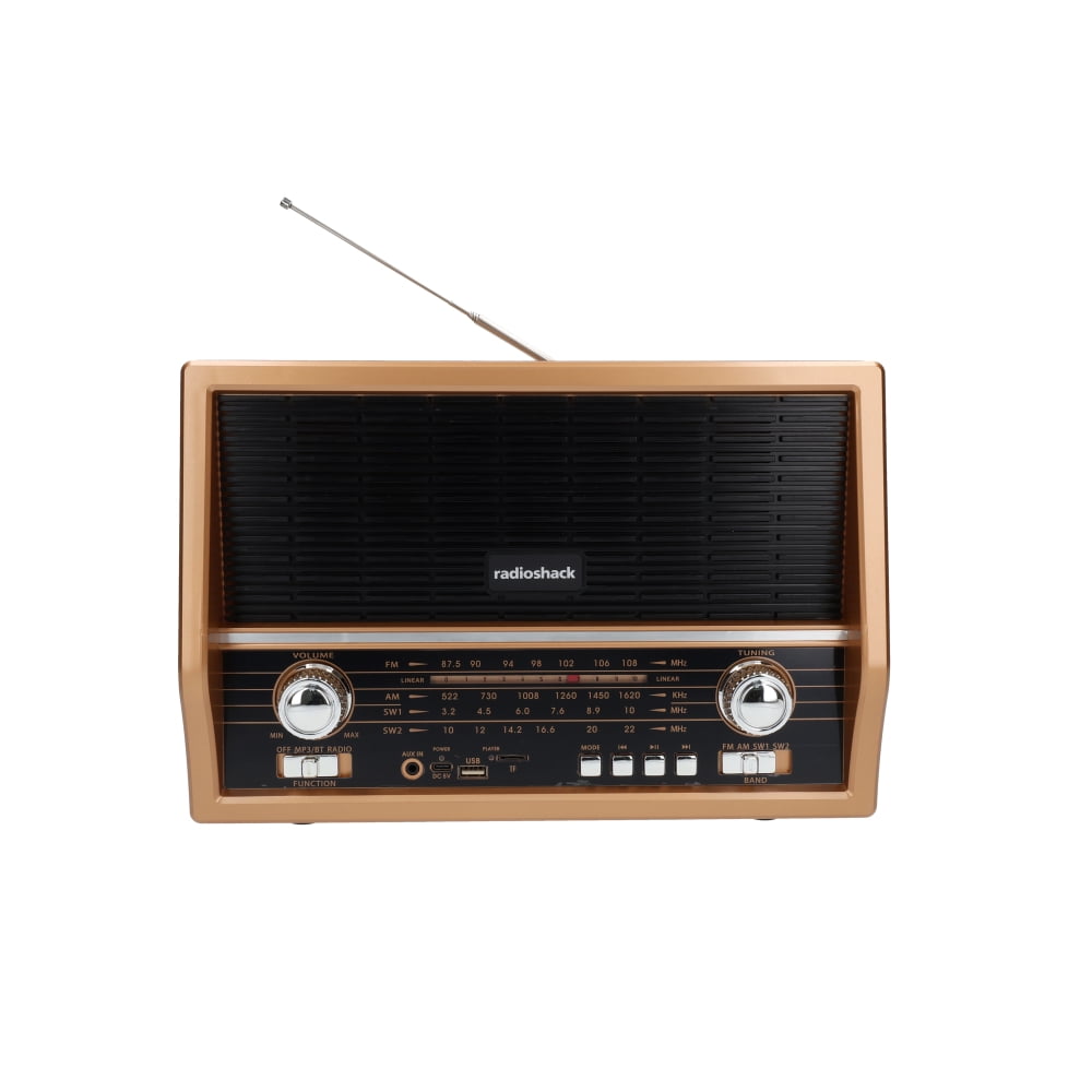 RadioShack Retro AM/FM/SW Radio with Bluetooth, Rechargeable Battery ...