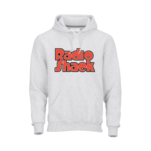 RadioShack Official Retro Hoodie Unisex, 50% Upcycled Cotton, 50% Recycled Poly, Drawstrings & Pocket – Gray - Size S