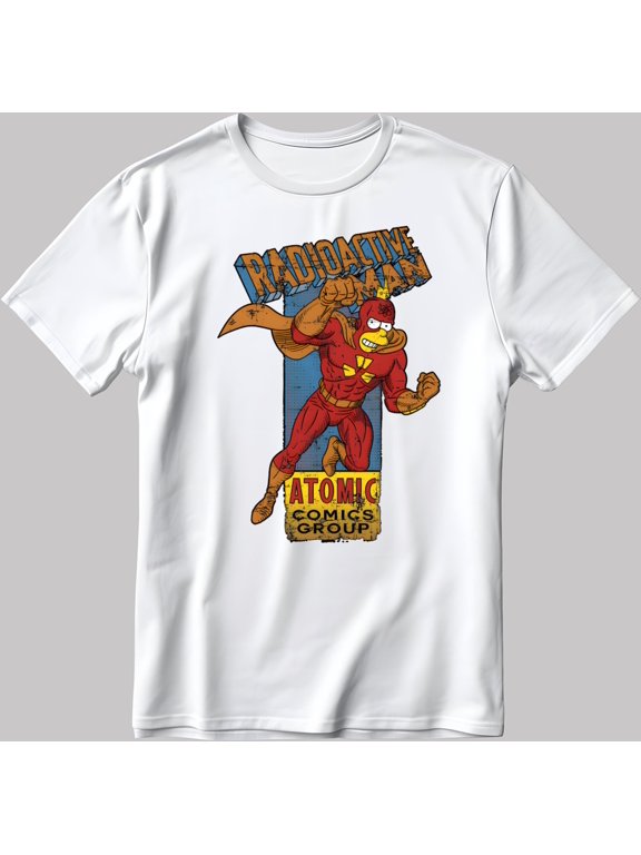 Radioactive Man Atomic Comics Homer Simpson Short Sleeve White-WHITE Men's / Women's T Shirt N576