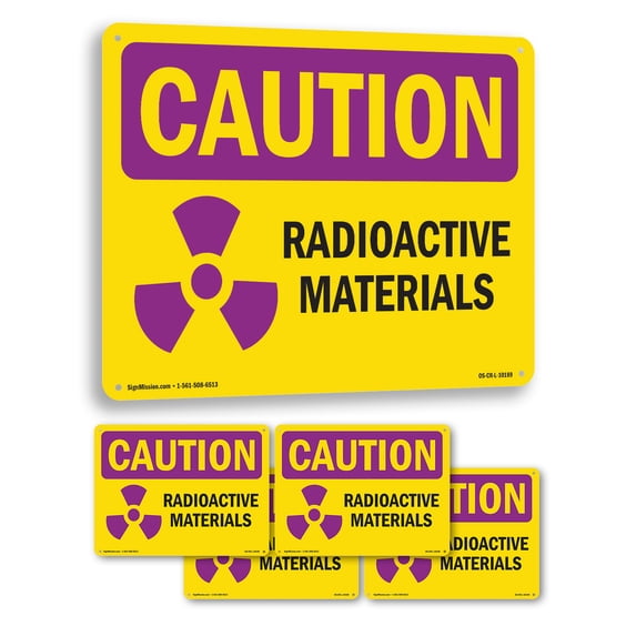 Radioactive Materials OSHA Caution Radiation Aluminum Sign 24 Inch x 18 Inch - 5 Pack