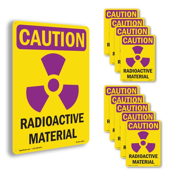 Radioactive Materials With Symbol OSHA Caution Radiation Aluminum Sign 24 Inch x 18 Inch - 10 Pack