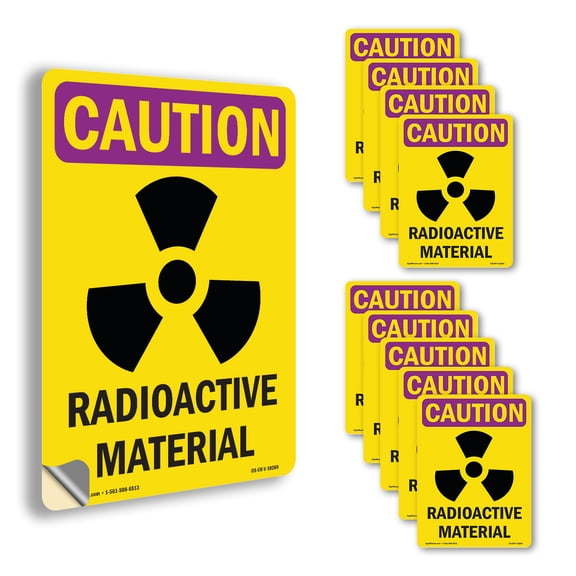Radioactive Materials With Symbol OSHA Caution Radiation Vinyl Decal Label 24 Inch x 18 Inch - 10 Pack