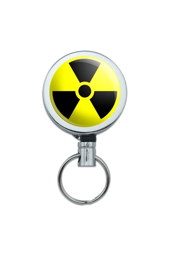 Radioactive Nuclear Warning Symbol Retractable Belt Clip Badge Key Holder
